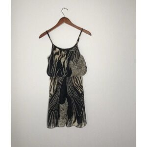 Poetry Clothing Women’s Sheer Top Blouse Size S strappy print black layered
